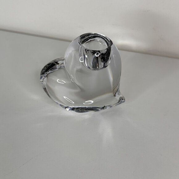 Mikasa Lead Crystal Heart Candle Holder 3" Clear Glass Decorative - Picture 2 of 6